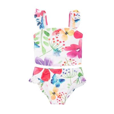 China Summer Children Swimwear 2 Pcs Set Babies Anti-UV Off-Shoulder Bow Set Ruffles Bathing Suit Beach Swimming Clothing for sale