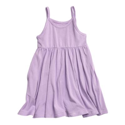 China Anti-wrinkle baby kids bamboo dresses for girls summer clothes sleeveless suspender kid outfit organic bamboo dresses for sale