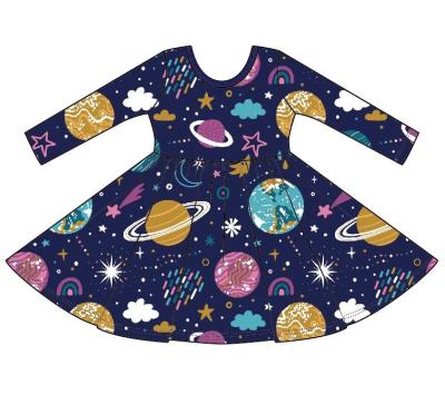 China custom made Anti-wrinkle baby dresses soft twirl dress organic cotton casual long sleeve for sale