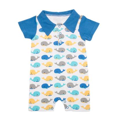 China Cotton 100% Custom Design Baby Boy Rompers 100% Cotton Baby Overalls Jumpsuit Polo Baby Romper Snaps Button for sale