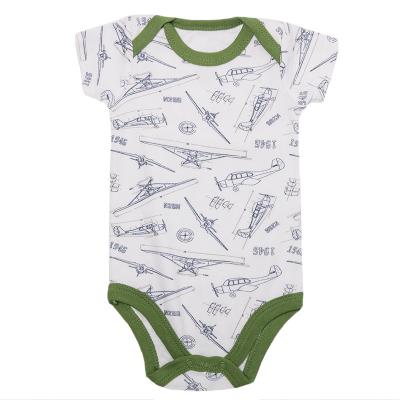 China Wholesale Cotton Baby Rompers Newborn Simple Short Sleeve Printing Customized 100% Baby Pajamas for sale