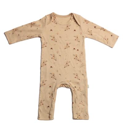 China Baby Boy Girls 100% Organic Cotton Gots Certified Newborn Baby Rompers Custom Print Baby Bodysuit Pajamas for sale