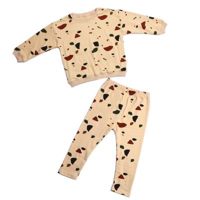 China Kids 100% Cotton Breathable Organic 2pcs Pajamas Set Print Girls Sleepwear Nightgowns Kids Long Sleeve Pajamas Set for sale