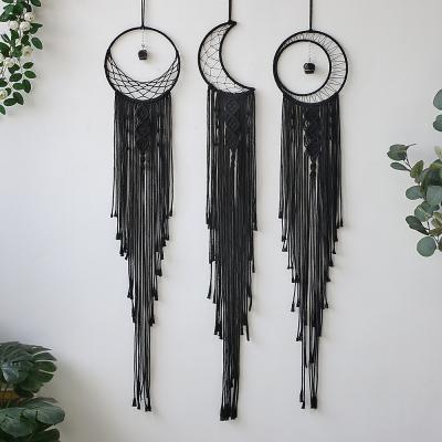 China Wall Hanging Tapestry Tropical Bohemian Black Macrame Woven Tassel Dreamcatcher Dream Catcher Opens Home Decoration for sale