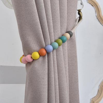 China Contemporary Modern Home Decor Wood Bead Windows Curtain Brackets Barriers Tieback Brackets Clips Decorative Rope Walls Accessories for sale