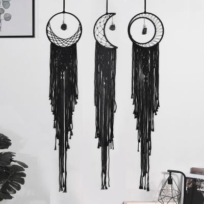 China Tropical Nordic Handmade Black Stone Black Stone Tapestry Dreamcatcher Catcher Macrame Bohemian Home Decor For Girls for sale