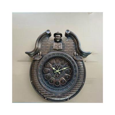 China Luxury Large Roman Number Quartz Wall Clock Plastic Style Home Decoration Antique Custom European Antique Vintage Retro for sale