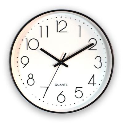 China High-grade minimalist home decorative living room 12 inch round clock battery operate plastic exquisite wall clock for sale