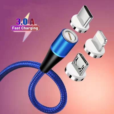 China Magnetic Charging Cable 3 in 1 Wholesale High Quality Bm6A 360 Degree Rotating Magnet USB Nylon Data Cable China Factories LED Magnetic Charging Cable 3 in 1 for sale