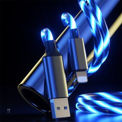 China Cell Phone L37A LED Smart Light Mobile Phone Overflowing Fast Charging Data Cable Support Micro USB Type C 8pin For iPhone Lightning Cable for sale