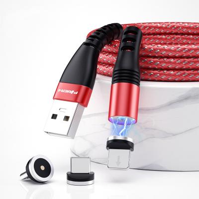 China 3in1 USB Charging Cable Bm1C Amazon Success Micro USB Type C Lighting 3in1 Magnet Charging Thicken Durable Magnetic Charging Nylon Braided Cable for sale