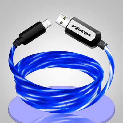 China Quick Charging + Le1A LED Light Micro USB Android Smart Overflowing Light Type C Charger Cable Factory Smartphone Lightning Fast Charging Data Cable For iPhone for sale