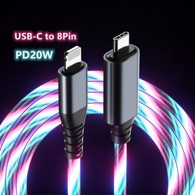 China Hot Sale 1M 3A Smart Cable Lightning 1m LCL2A LED Color Light USB Type C to 8 Pin Lightning Cable PD 20W Phone Fast Charging Data for iPhone for sale