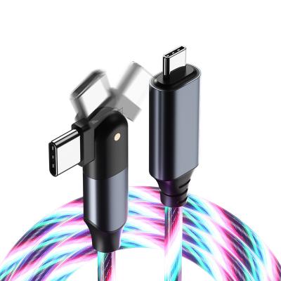 China Cable Type New LC2A Palladium 60W 3A 100W 5A Fast Charge 180 Degree Rotation LED USB Light Flowing Type C To Type C Fast Charging Data Cable for sale