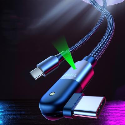 China BC1A USB-C to USB Type-C Nylon Braided Cable 180 Degree Rotation PD Fast Charging Data Tie With LED Fast Charging Nylon Braided Cable 60W 3A 100W 5A for sale