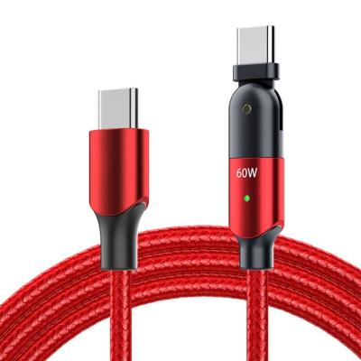 China Type c 180 Degree 6FT USB C to Fast Type C USB-C Palladium Charging Cable 180 Degree Rotation Nylon 3FT Cable BC1E 3A 60W 5A 100W Charging Indicator 3FT for sale