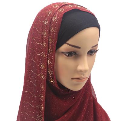 China Daily Life Scarf Yiwu Manufacturers Wholesale Hot Selling Women's Thin Diamond Inlaid Scarf Pearl Chiffon Diamond Gold Hot Scarf for sale