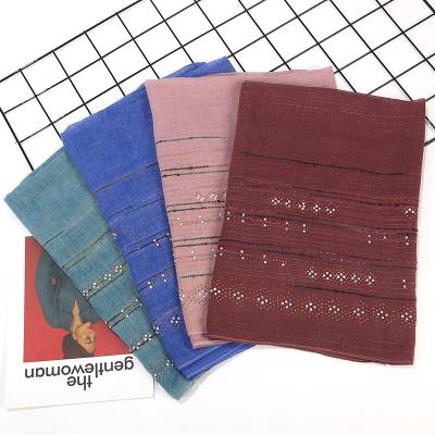 China Manufacturers daily life wholesale hot selling canvas women scarf new gold thread hijab line pattern china diamond color cotton cotton for sale