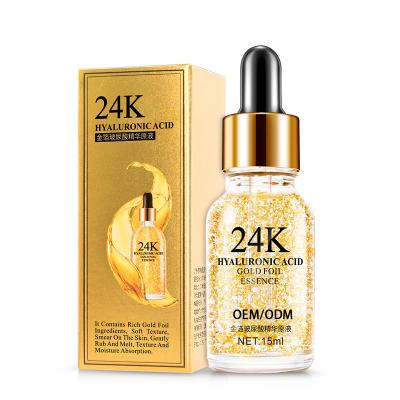 China Skin Revitalizer Private Label Dark Spot Remover Retinol Hyluronic Acid Vitamin C Rose Whitening 24k Gold Face Serum for sale