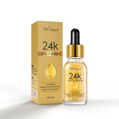 China Hyaluronic Acid 2021 Anti Aging Skin Revitalizer Private Label Wrinkle Acne Brown Spot Whitening 24K Gold Face Serum for sale