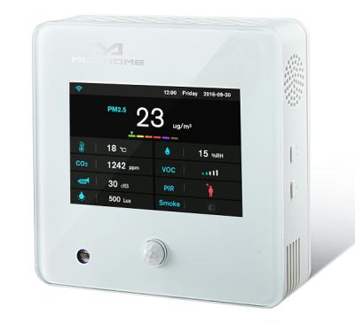 China Multiple Sensor PM2.5, CO2, Humidity, Temperature, VOC, PIR, Smoke, Noise, Light Air Quality Monitor A8-9 for sale