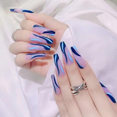 China Popular Mixed Colorful Coffin Long Press On Nails XL Ballerina Acrylic Artificial False Nail Tips Full Cover Manicure Designs Kit for sale