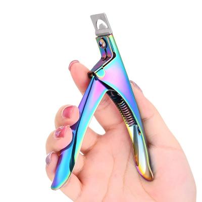 China Professional Finger Manicure Tool For Salon Nail Art Acrylic False Nail Clippers Rainbow Nail Tip Cutter Home for sale