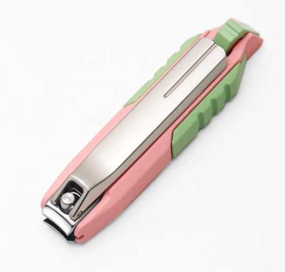 China Finger Nail Care Tool Pink Nail Clipper with Catcher, Toe Nail Cutter, Multifunctional Nail Trimmer Set SAnti Splash Fingernail Clipper for sale