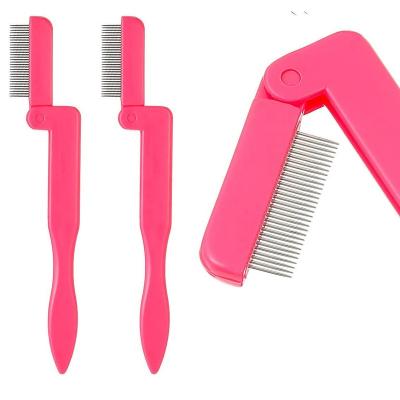 China PP and Stainless Steel Eyelash Extension Brush Privete Label Eyelash Curler with Comb Pink for sale