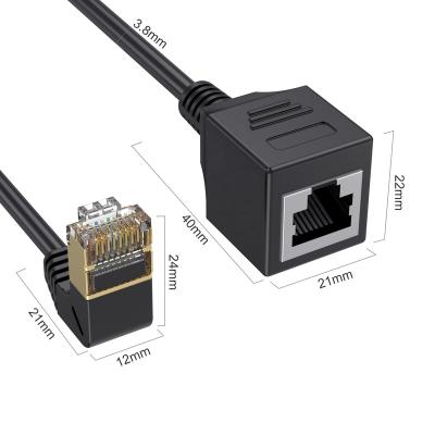 China Video Game Player 40Gbps Cat8 Ethernet Extension Cable Attach Ethernet Lan Network Male To Female Rj45 Cat8/7/6 90 Degree Right Angle For PC Laptop for sale