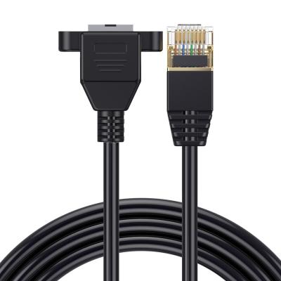 China Super Thin Video Game Player Ethernet Cat8 Extension Cable with RJ45 Panel Mount Screw RJ45 40Gbps Cat 8 Male to RJ45 Ethernet Network Female Cord for sale