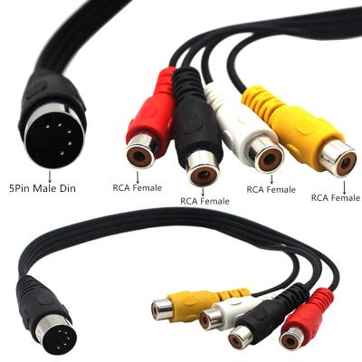 China FRONT CAMERA DIN MIDI 5 Pin Male to Female MIDI DIN Cable 5 Pin Male Din Plug 4 x RCA to 4 x RCA Female Phono Plugs Audio Cable for sale