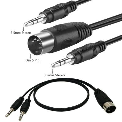 China FRONT COMPUTER MIDI Y Splitter Cable, 5 Pin DIN Plug Male 50CM to Dual Stereo AUX. 3.5MM TRS Jack Adapter Input Cable for sale