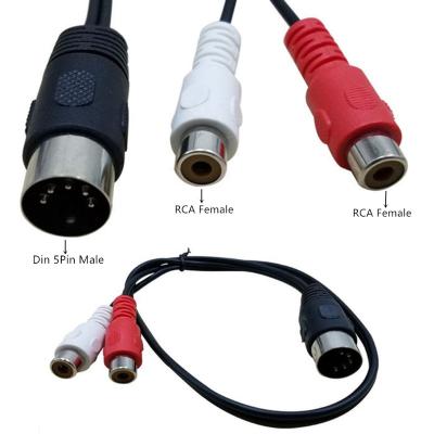 China COMPUTER 90 Degree Angle MIDI Din 5 Pin Male to 2 RCA Female Audio Cable for Bang and Olufsen, Naim, Quad.Stereo Systems for sale