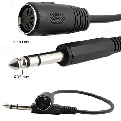 China COMPUTER 5-Pin Din Female to Male 6.35mm TRS Stereo Audio Cable for MIDI Keyboard (Synthesizer, Organ, Electric Piano, MIDI Guitar, etc. for sale