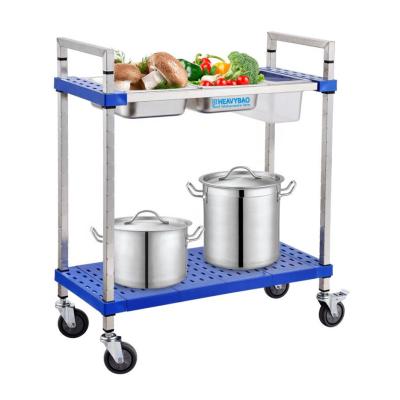 China Stand Up Kitchen Appliance Heavybao Knocked-Down Plastic Adjustable Board Trolley With Stainless Tube Could Fix In GN Pan Carts For Hotel And Restaurant for sale