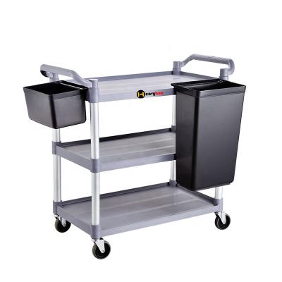 China Hotel Commercial Dining Trolley Cart Food Cleaning Plastic Serving Trolley for sale