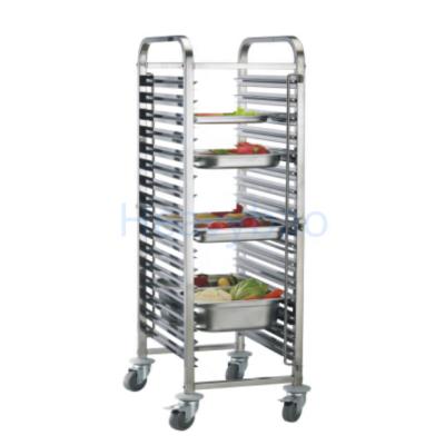 China SS201 Heavybao High Capacity Hotel and Bakery Supplies Knock-Down Stainless Steel 16 Tier 1/1GN Cart Food Tray Cart With Wheels for sale