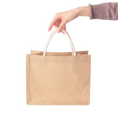 China Wholesale Eco-Friendly Customize Printed Reusable Natural Jute Burlap Tote Bag Jute Shopping Bags for sale