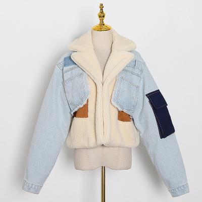 China Girls Jean Jacket Breathable Denim Collar Faux Fur Coat Outwear Winter Jackets With Fur for sale