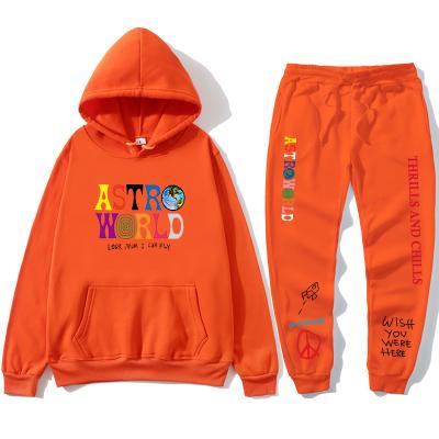 China Anti-wrinkle Travis Scott Astroworld sweatpants and high top set tracksuit long sleeve pullover collar hoodie for men for sale