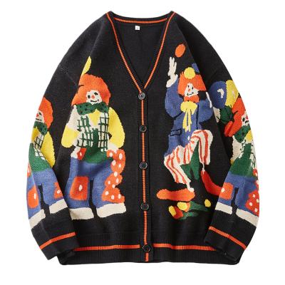 China Custom Christmas clown Print Cotton Knitted sweater winter cardigan oversized women 2022 Anti-wrinkle for sale