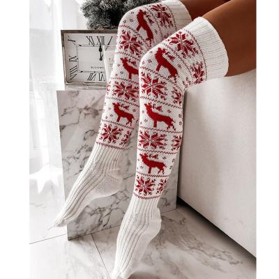 China Nylon Spandex/Santa Christmas Stockings Gray and White Custom Custom Knitted Nylon Christmas Stocking 2021 for sale