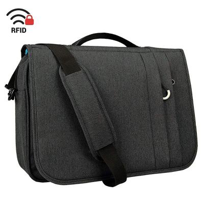 China Eco-Friendly 16 Inch Laptop Bag Fin Business Waterproof Shoulder Briefcase Laptop Messenger Bag With RFID Pocket for sale