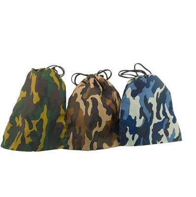 China Camouflage Polyester Drawstring Bags Folding Loot Bag Gifts for sale