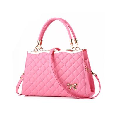 China Wholesale Custom Fashionable Tote Bag Leather Hand Bags Pink PU Fashion Handbag Fashionable Women Bag for sale