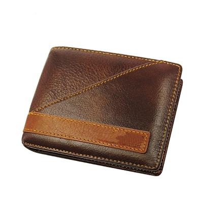 China Amazon new waterproof men's wallet wholesale retro fashion shorts multi-card wallet manufacturer genuine leather for sale