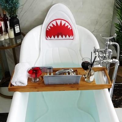 China 3D Mesh Shark BathPillow Sustainable Spa Ten Grip Suction Cups Strong Bath Pillow for sale