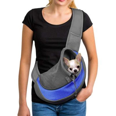 China Outer Pocket Mesh Single Shoulder Bag /Sling Mesh Travel Pet Bag Breathable Dog Carrier Comfort Travel Handbag for sale