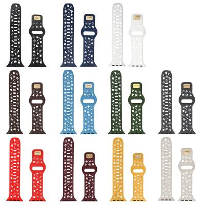 China Silicone Letters Straps Sport Replacement Smart Watch Band Fashion Thin Rubber Strap 44 45 49 Mm For Apple Iwatch Ultra for sale